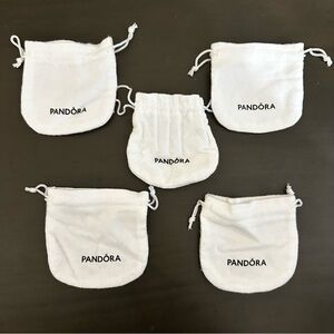Pandora White Jewelry Pouches Set 5 Drawstring Bags Storage Gift